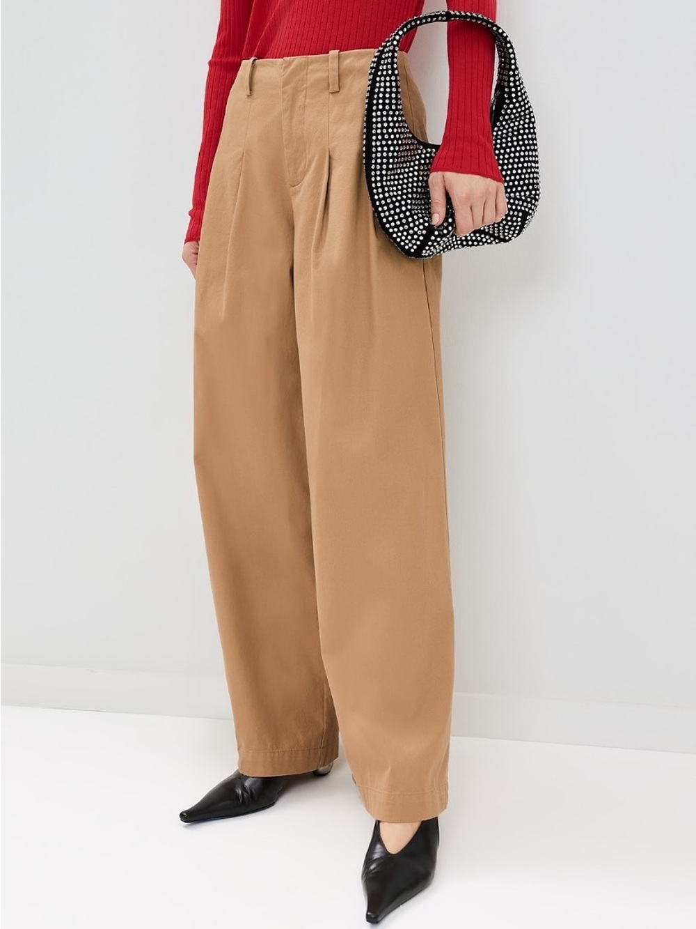 Simon Miller Size 0 Khaki Thorne Twill Wide Leg Pleated Trouser Pant 100% Cotton